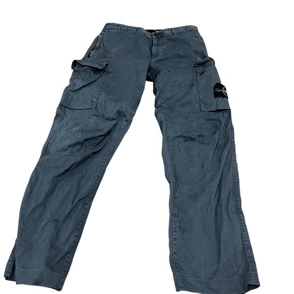 Stone Island STRETCH BROKEN TWILL COTTON 'OLD' EFFECT Blue Cargo Pants - Picture 1 of 13